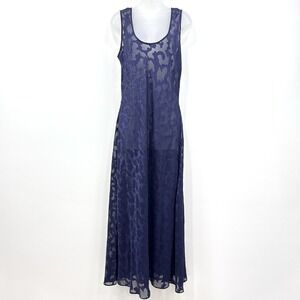 VTG Y2K Victorias Secret Maxi Dress Womens L Burnout Gold Label Whimsigoth Sheer